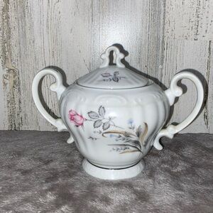 1220 Wild Rose Sugar Bowl & Lid by Three Castle